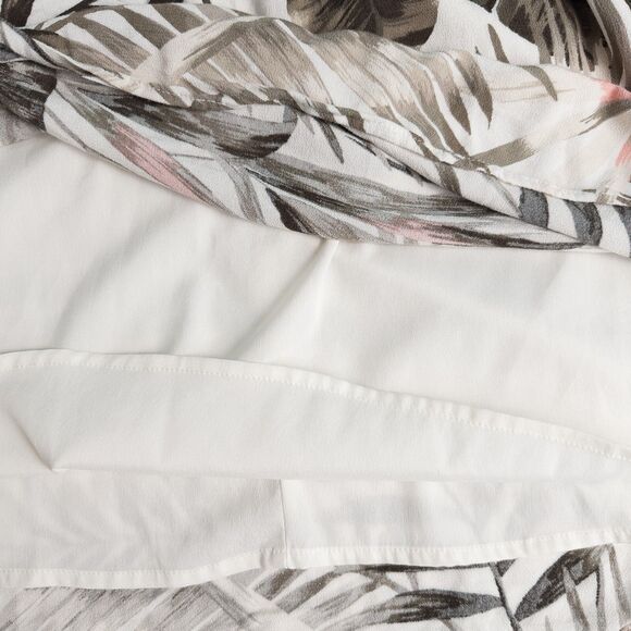 Old Navy Waist Defined Cross Front Crepe Dress Size XL White Palm Print Tropical - Picture 13 of 15